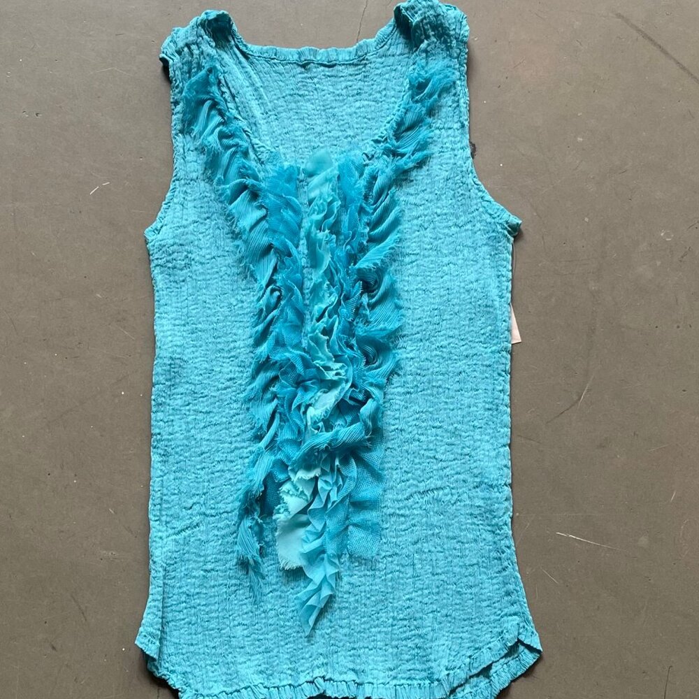 Turquoise “Me Issey Miyake” scoop neck top